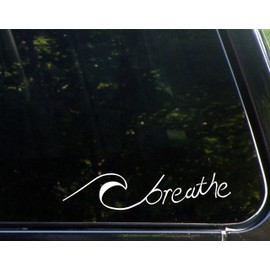 Breathe (Wave) - 3-3/4" x 8-1/2" - Vinyl Die Cut Decal/Bumper Sticker for Windows, Cars, Trucks, Laptops, Etc.
