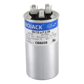 BOJACK 55+15 uF 55/15 MFD ±5% 250V CBB65B Dual Run Circular Start Capacitor for AC Motor Run or Fan Start or Condenser Straight Cool or Heat Pump air Conditioner