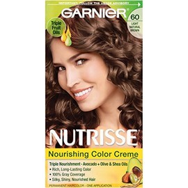 Garnier Nutrisse Nourishing Hair Color Creme, 60 Light Natural Brown (Acorn) (Packaging May Vary)