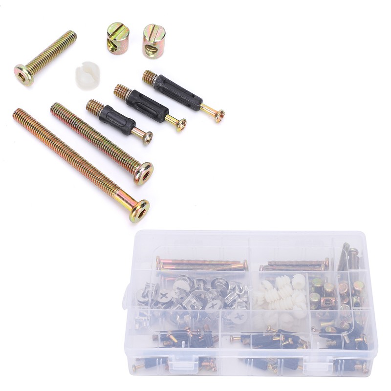 125Pcs Furniture Hardware Screw PreInserted Nut Eccentric Wheel 3in1 Connecting