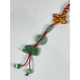 Unbranded Hand Carved Natural Jade Chinese Zodiac Rabbit Pendant Knot CellPhone Car Charm