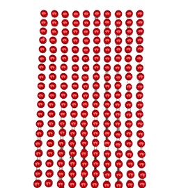 Syntego 200 Bright Christmas Red Round Pearls 6mm Flat Backed Round Self Adhesive Beads