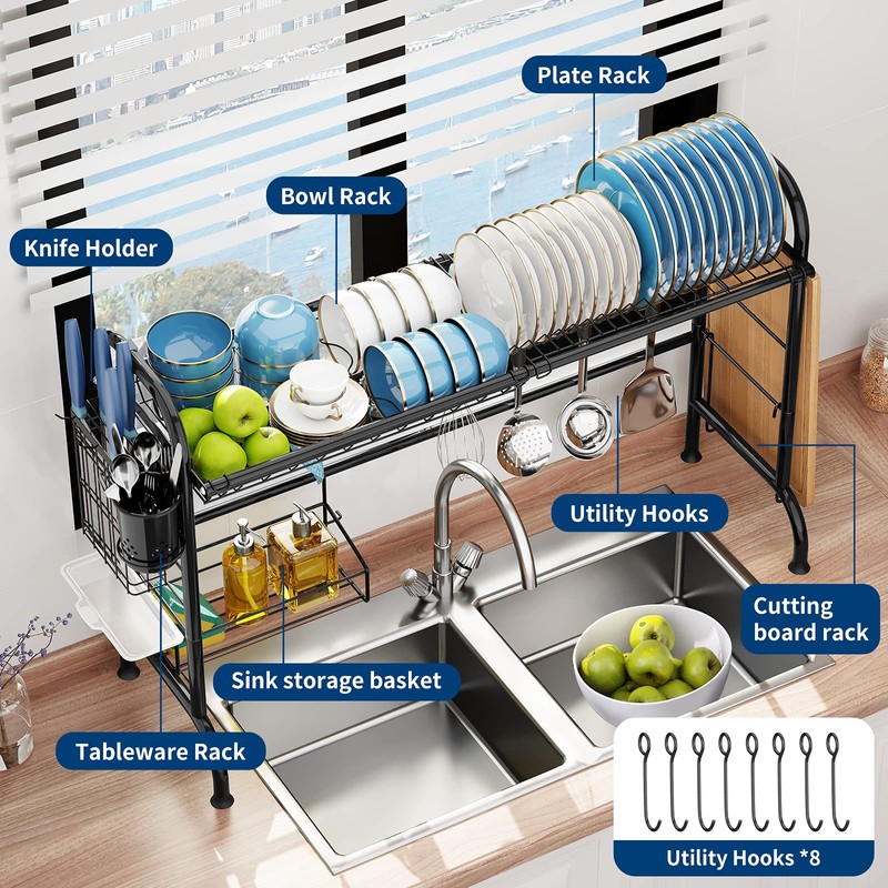 MOUKABAL Dish Drying Rack - Stainless Steel Over The Sink