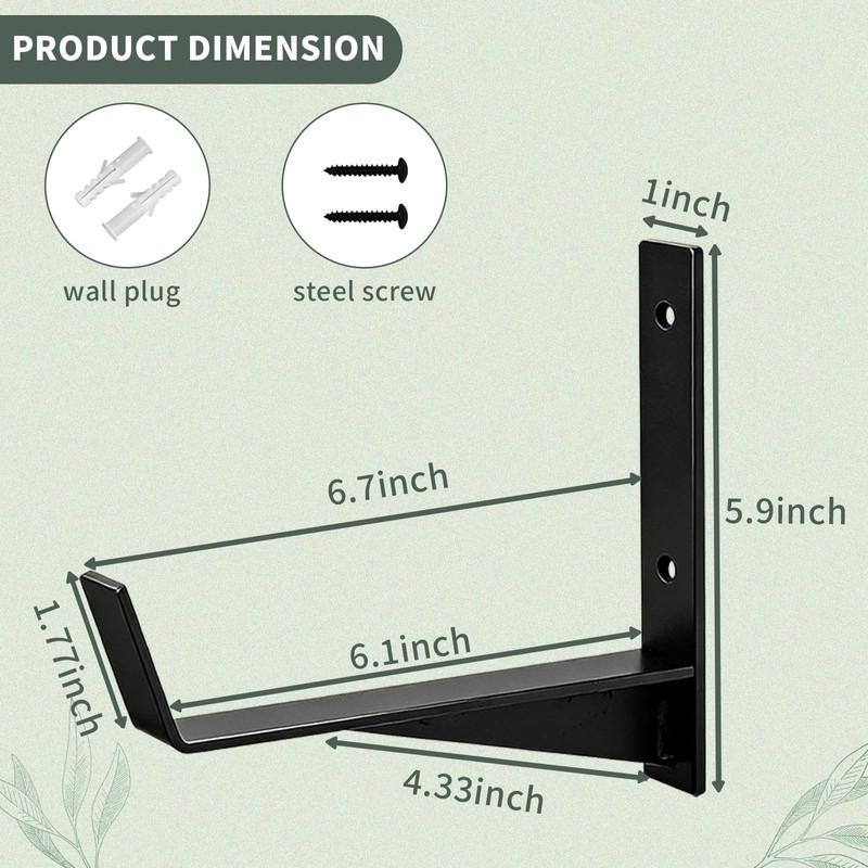 Thrivinest Window Box Brackets, 6 inch Flower Planter Box Brackets,