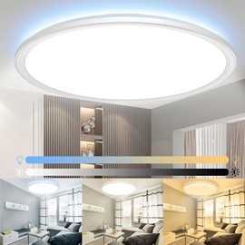 15.4 Inch Flush Mount Ceiling Light, Dimmable Brightness, 32W 2880LM Super Bright and Slim Led Ceiling Light Fixture, 3000K/3500K/4000K/5000K/6500K 5CCT Colors Availablem, No Delay