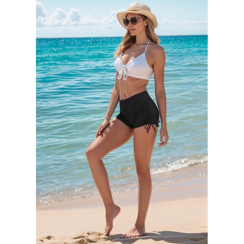 Aucute Swim Shorts Women High Waisted Bathing Suit Bottoms Adjustable