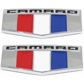 2 PCS Camaro M Emblems - 3D Metal Badge - Front Right Left Fender Replacement for Camaro Ss Rs Zl1 Chrome Multi