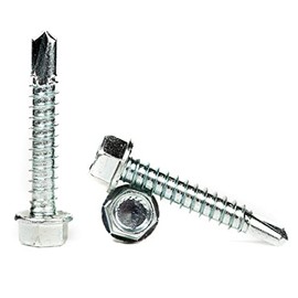 (5.5mm x 75mm) Self Drilling Screws Hexagon Serrated Washer Head Steel Self Tapping Screws for Metal Sheets Roofing Windows (Pack of 50)