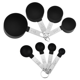 Measuring Spoons Set, 4 Measuring Cups and 4 Spoons with Stainless Steel Handle, Measuring Cups and Spoons Set Made of Plastic, Cup Measuring Cups for Kitchen Cooking Baking Measuring and Liquid