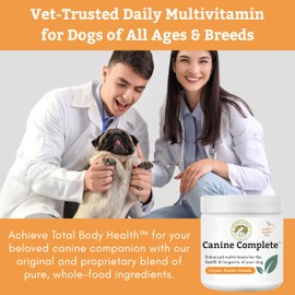 Wholistic Pet Organics Canine Complete - Dog Multivitamin Powder - 4 Lb - Daily Dog Vitamins and Supplements for Homemade Food - Immune System, Skin, Coat & Overall Health - All Breeds - 180 Scoops