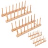 4Pack Bamboo Wooden Dish Rack, Plate Rack Stand Pot Lid