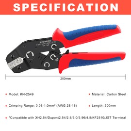 Knoweasy KN-2549 Precision Crimper Tool - Compatible with JST, Molex, Dupont Terminals - Ergonomic Wire Crimping Tool for Efficient Harness, Connectors, and Electrical Repair