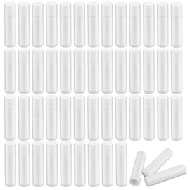 50 Pcs Empty Lip Balm Tubes Containers, 5.5ml Empty Lipstick Tubes DIY Lip Gloss Tubes with Caps Push Wheels for DIY Lipstick (White)