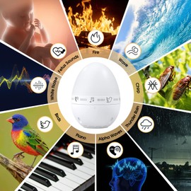 RealPlus White Noise Machine Baby, 9 Beruhigende Einschlafmusik, Dimmbares Nachtlicht, Timer, Naturgeräusche, White Noise Machine, Weißes Rauschen Baby, Tragbar, USB-C-Laden, Geschenk Junge Eltern