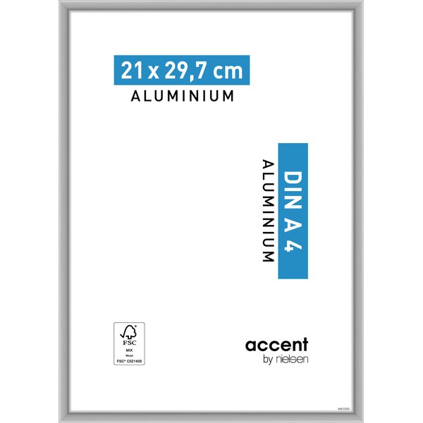 accent by nielsen Aluminium Bilderrahmen Accent, 21x29,7 cm (A4), Silber