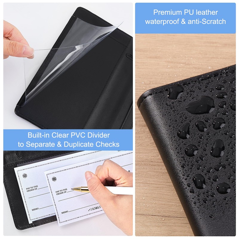 MHJY Checkbook Covers for Personal Checkbook, RFID Blocking Checkbook Holder