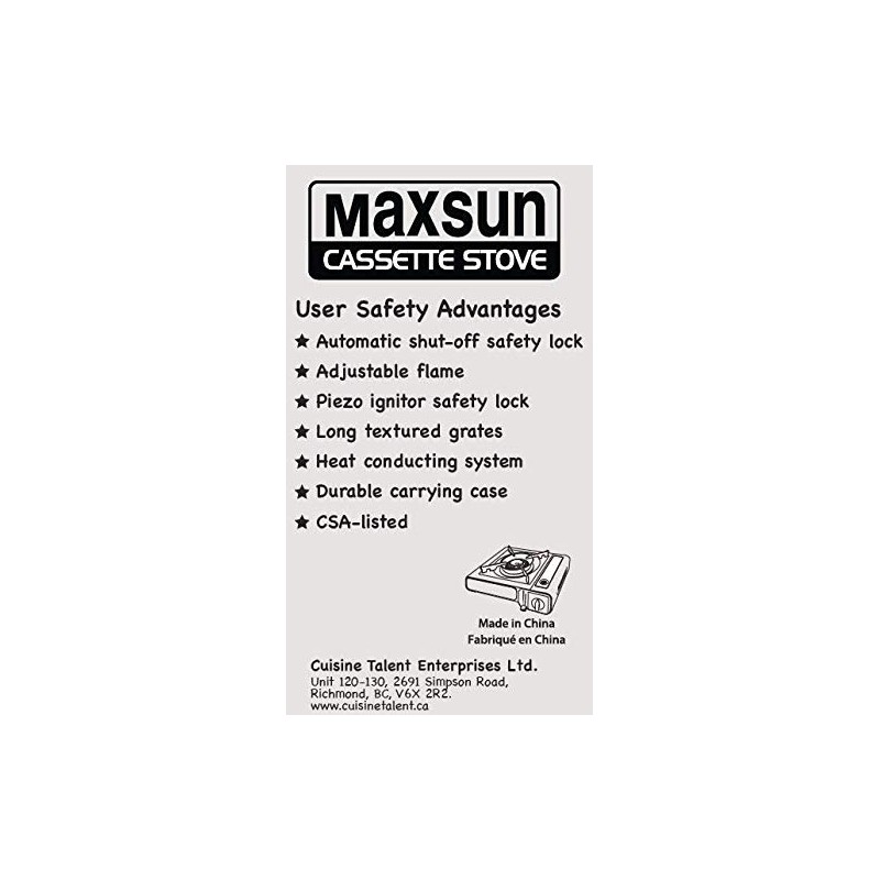 Max Gas Stove MS-2500 (Black), 8000 BTU, Camp Stove, with