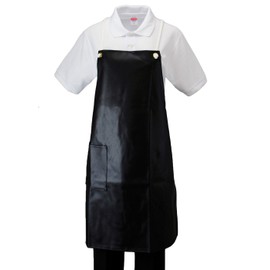 Fuji Vinyl Industrial Color Vinyl Apron, Waterproof, Leather-like, Commercial Use, Bib Plaque, Unisex, With Pockets, One Size Fits All, Black