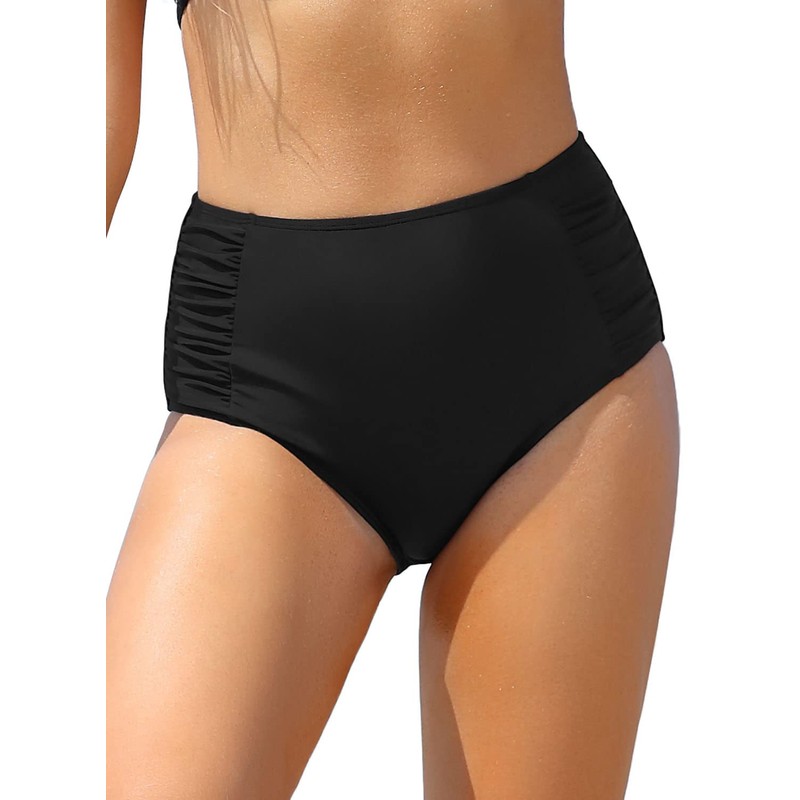 SHEKINI Bikini retro de talle alto para mujer, parte inferior