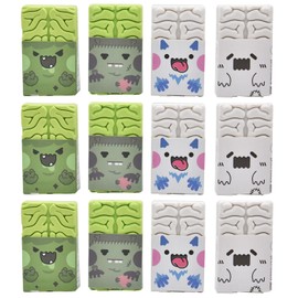 SIPLIV 12 Pcs Novelty Eraser Brain Eraser Funny Pencil Erasers for Office School Supplies Art Stationery - Green