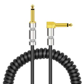 Curly Instrument Audio Guitar Cable Cord 1/4" Straight to Right Angle Gold Plated TS Plug PU Jacket Electric Guitar Bass Mixer Amplifier Equalizer Max.Use Length 3 Meters