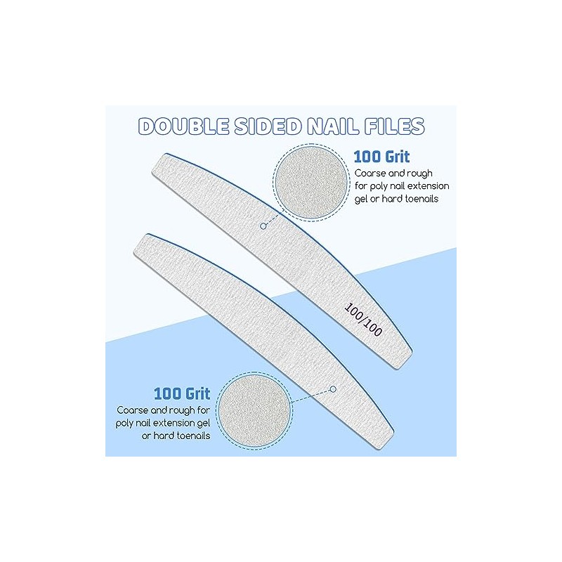 12 PCS Double Sided Emery Board Nail Files, 100/100 Grit
