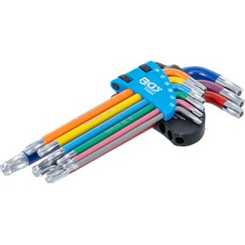 BGS 74464 | Allen Key Set | Multicolour | T-Profile (for Torx) with Bore and Ball Head T10 - T50 | 9 Pieces