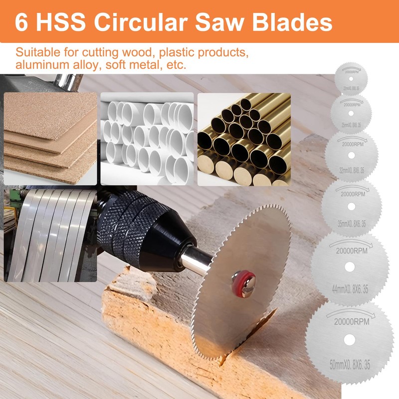 60Pcs Rotary Cutting Wheels Kit for Dremel, HSS Saw Blades