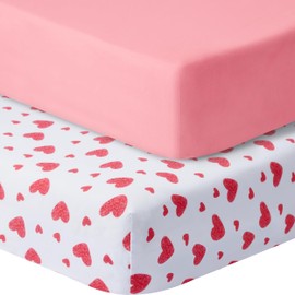 GUNTAIL GUNTAIL Baby Crib Sheets for Boys Girls, 2 Pack Fitted Crib Sheet for Standard Crib and Toddler Mattress, Soft Microfiber Baby Sheet 52x28x8in. (Love & Pink)