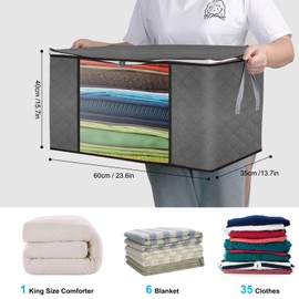Maigacy Clothes Storage Bag 4Pack 90L Large Capacity Solution Organizer for Clothes, Duvets, Comforters, Blankets, Bedding with Zip and Clear Window Reinforced Handle Thick and Breathable Fabric