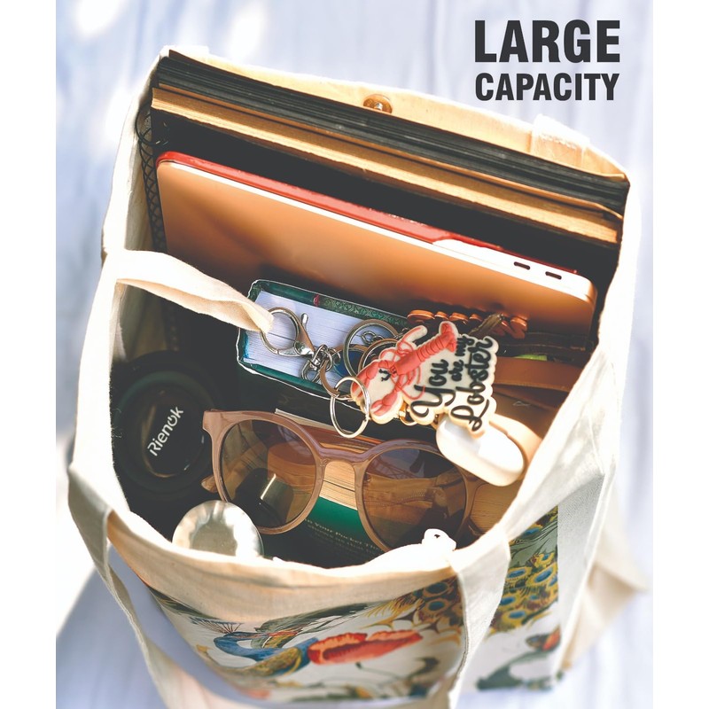 Bolsa de lona de algodón con bolsillo interior y broches