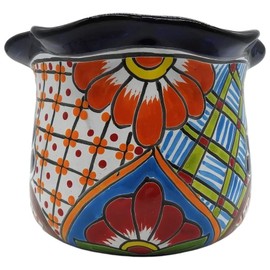 Talavera Pottery Store Ribbon Planter Medium Hand Painted Indoor Outdoor Multi Colored Glazed (Talavera)