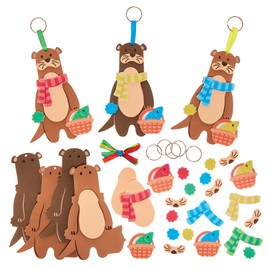 Baker Ross FX608 Otter Mix and Match Keyring Kits - Pack of 8, Autumn Decoration Crafts for Kids