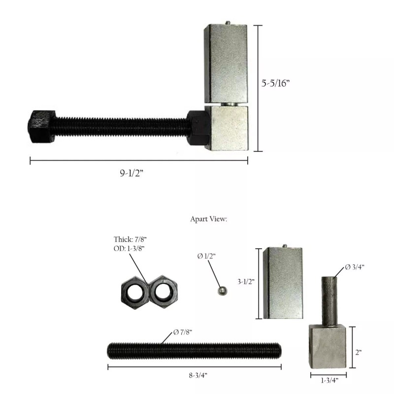 Hardware Store 7/8" X 7" Adjustable Gate Square Hinge Zinc