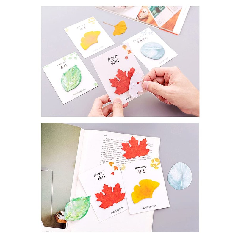 8 Packs/240 Sheets Leaf-Shaped Sticky Notes Novelty Self Stick Post