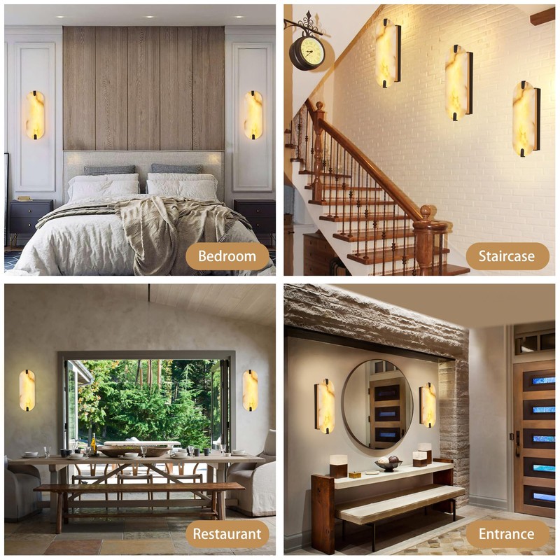 DLUCE 14.17in Alabaster Wall Sconces, Natural Marble Wall Light, Modern