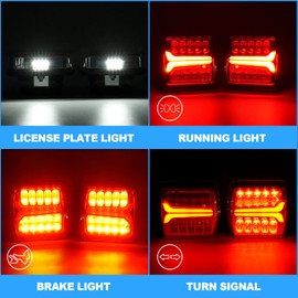 Wireless Trailer Lights, Rechargeable Magnetic LED Towing Light for Trucks, Portable Waterproof Tow Tail Light Kit for Trailer Boats RVs Campers with Turn Signal Brake Running Stop Lights, 2pcs