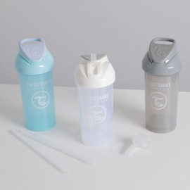 Twistshake Baby Training Sippy Cup Set - 4 Piece | 3X Sippy Cup with Straw - 2X Straws - 1x Straw Cup Leakproof Seal | Leak Proof Baby Water Bottles | BPA-Free Non-Spill Cup | 6+ Months | Grey Blue