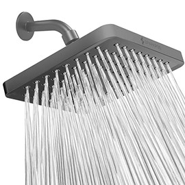 SparkPod Cabezal de ducha fijo – lluvia de alta presión – instalación fácil sin herramientas – el reemplazo ajustable perfecto (Gris Carbón, Cuadrado 