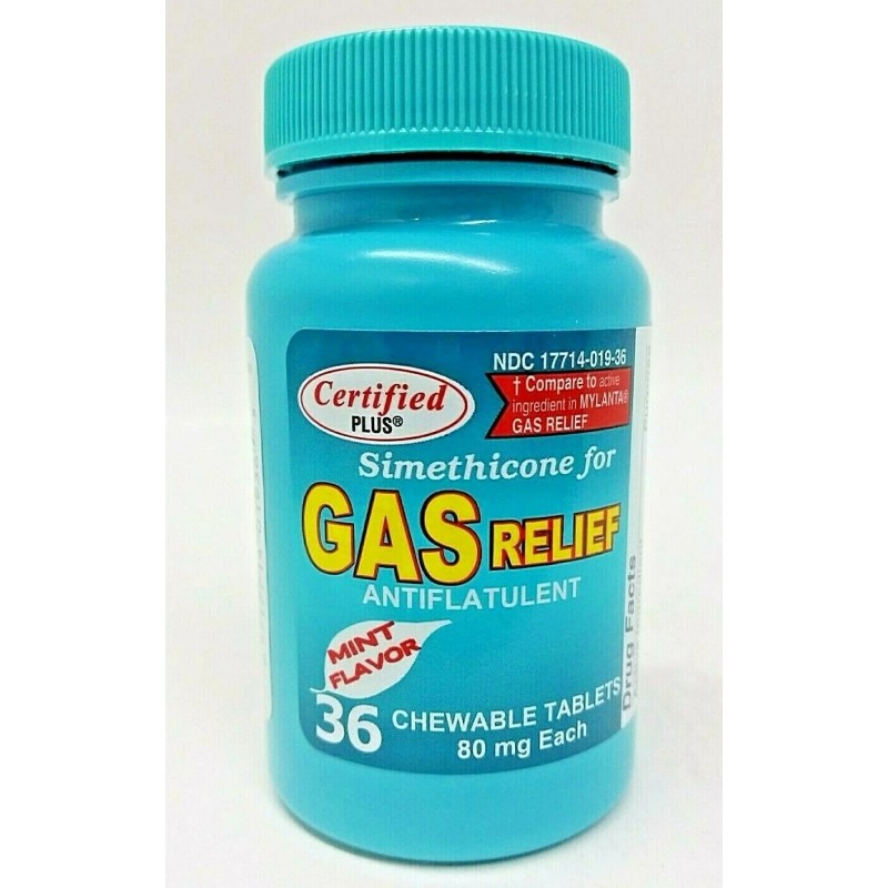 Certiifiedplus 2-PK Simethicone Gas Relief Chewable Tablets 80mg Anti-Gas Bloating