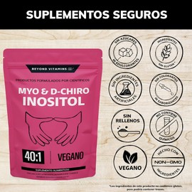 Inositol 40:1 60 días Myo y D-Chiro Inositol fortificado con Zinc, Acido Folico, Inulina de Agave, Vitamina D3 y Seleniometionina Vitaminas para mujer (150 Gramos-60 porciones)