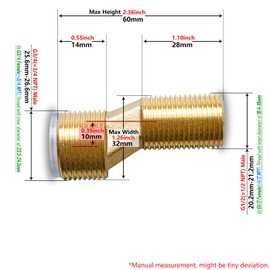 Prettyard Pipe Fitting Eccentric Reducer, G1/2 Male to G3/4 Male Thread Eccentric Reducing Adapter Converter Connecter - Style.E (Brass), Pack of 2