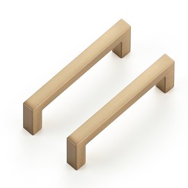 Ravinte Cabinet Handles Solid Slim Champagne Bronze 10 Pack 3 Inch Hole Center Square Bar Drawer Handles Kitchen Cabinet Pulls Drawer Handles Kitchen Cabinet Hardware Kitchen Handles