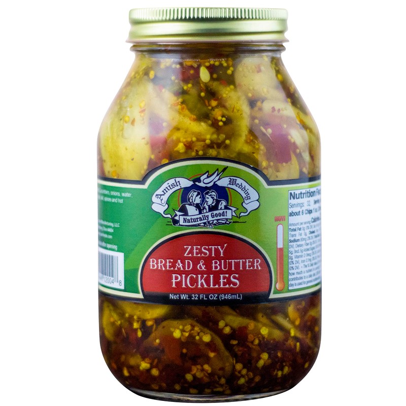 Amish Wedding Foods Bread & Butter Pickles, TWO 32 oz.