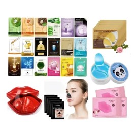Kit 100 Pzas Mascarillas Faciales Parches Para Ojos Y Labios                                                                                          