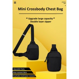 New Mini Crossbody Sling Bag Chest Fanny Pack Bag Dual Pocket Water Resistant Running Belt Phone Holder for Men Women Travelling,Blcak