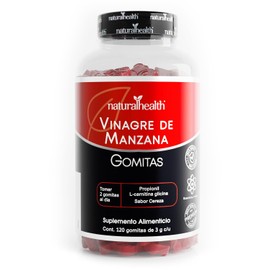 Natural Health. Vinagre de Manzana Gomitas  Sin Azcar, Sin Gluten, Sin GMO  Enriquecidas con Calcio y Potasio. Sabor Cereza. 120 gomitas 3g....       