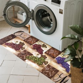 ABREEZE Vintage Grape Printed Laundry Room Area Rugs Rubber Runner Rug Kitchen Rug Laundry Room Floor Mat Bathroom Mats 20''×48''