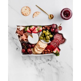 FIFTY UNITED PLATES Iowa Shaped Baking Dish Serving Platter or Decorative Tray Charming Porcelain Bakeware Oven Microwave and Dishwasher Safe