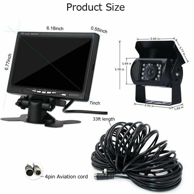 iPoster 7" Quad Monitor Screen Car Backup Camera Rear View